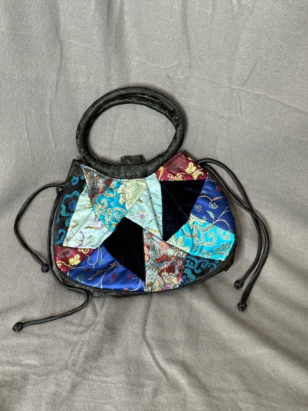 Vintage Asian Brocade Patchwork Silk-Blend Mini Handbag - Boho Evening Bag
